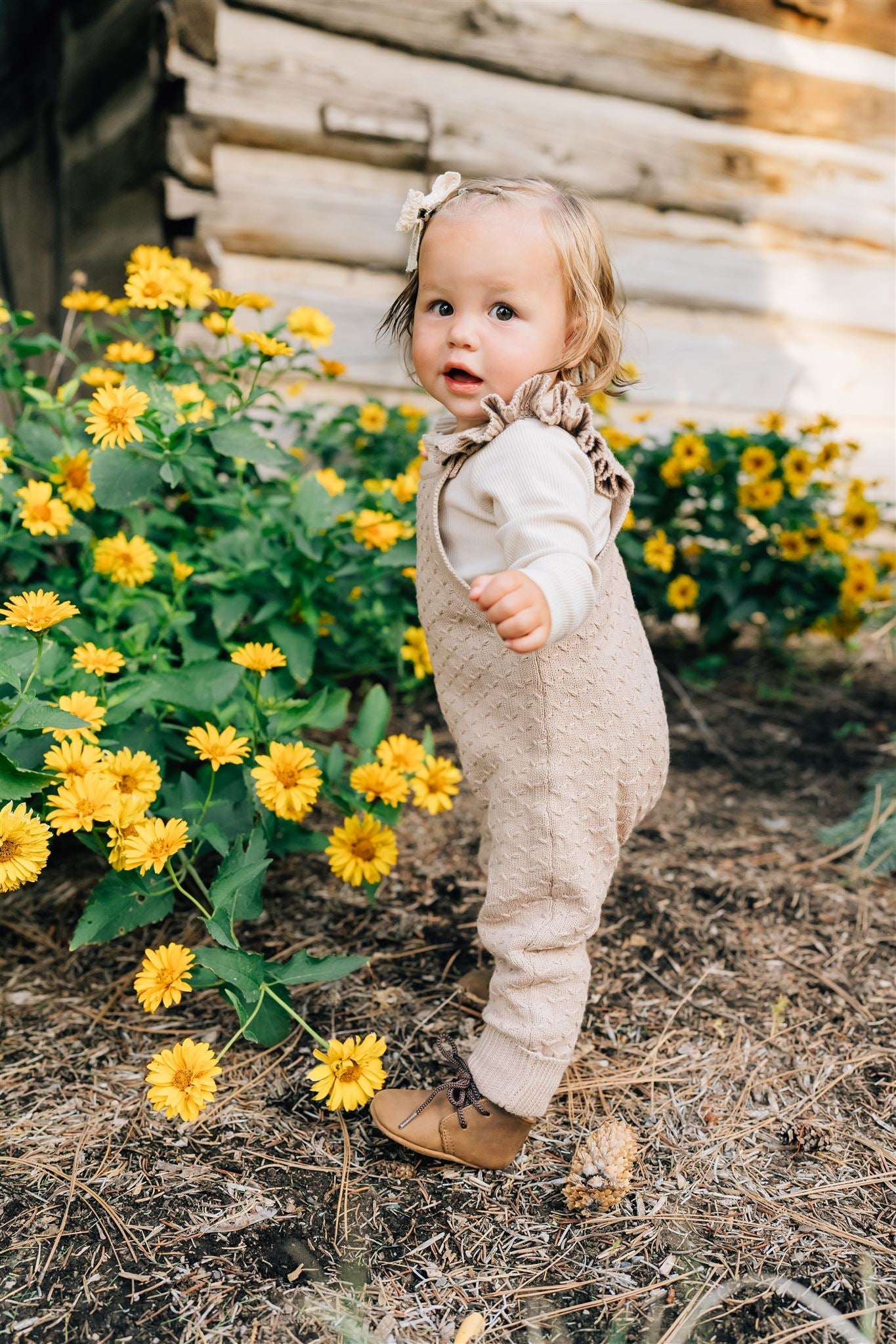 The Aspen Ruffle Knit Overalls