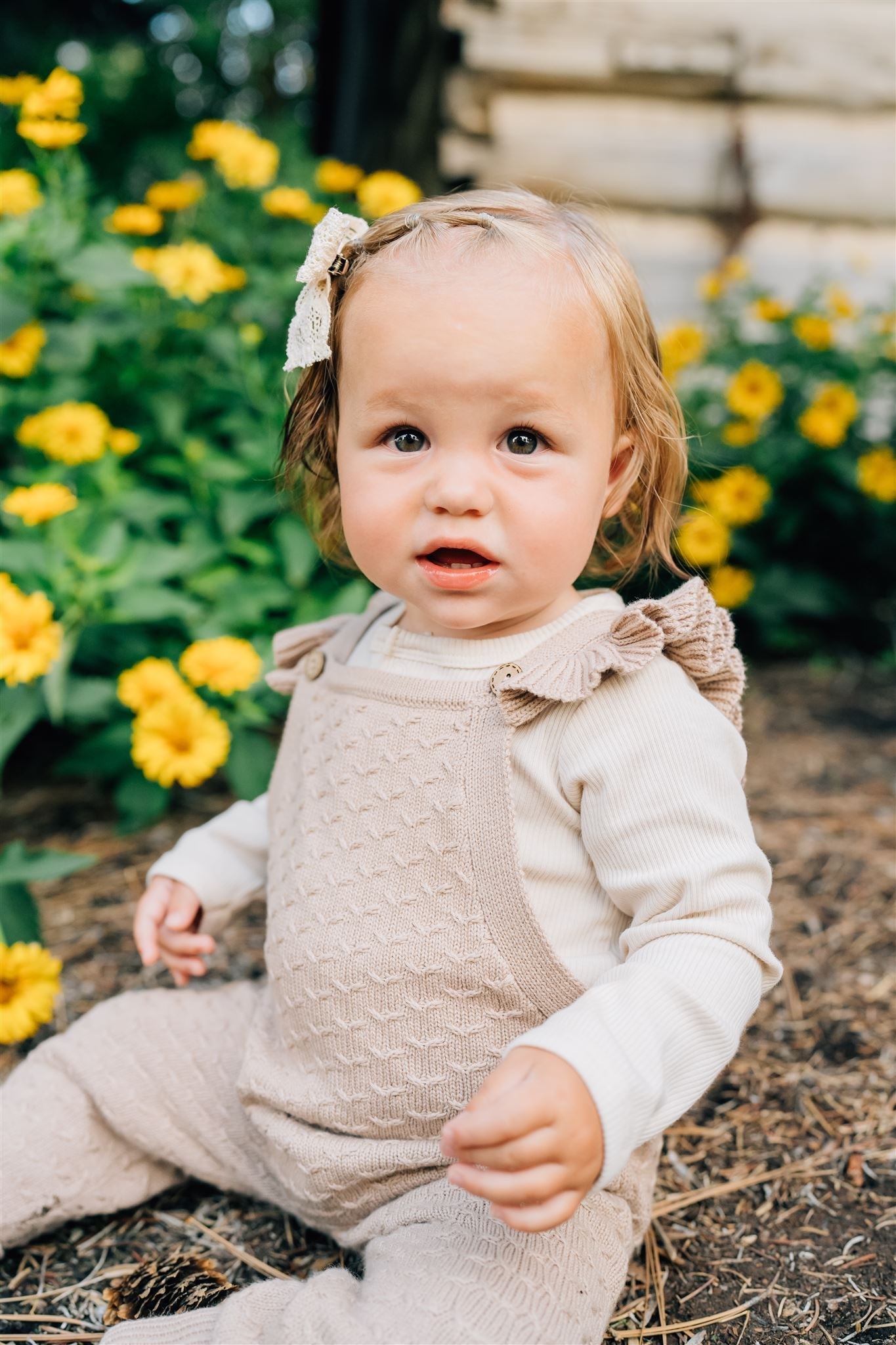 The Aspen Ruffle Knit Overalls
