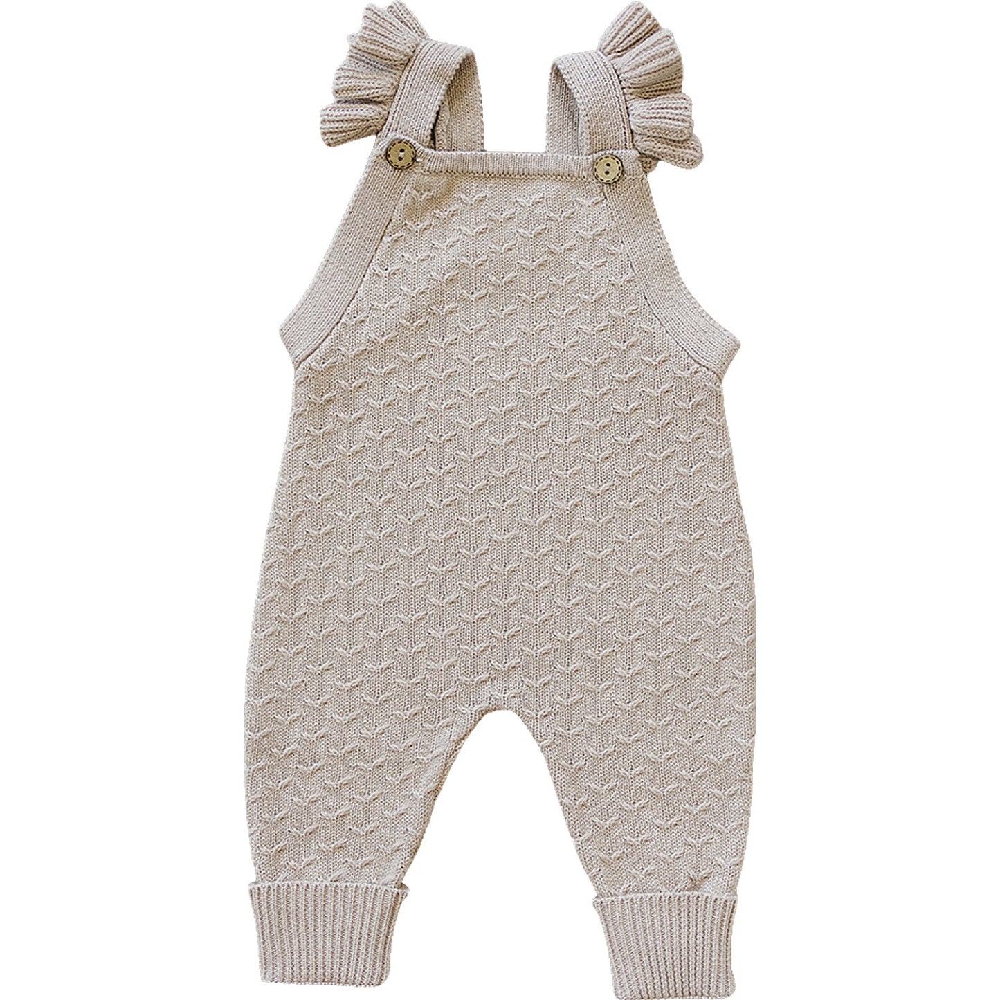 The Aspen Ruffle Knit Overalls